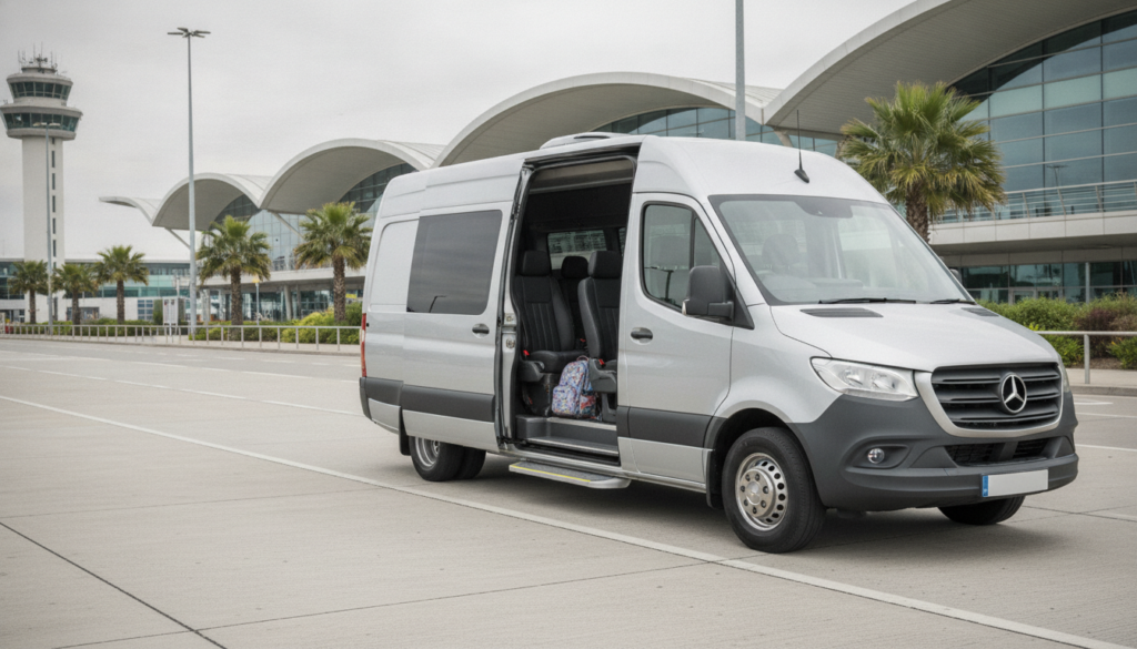 Packing for Your Family Holiday: Maximising Space in Your Premium Airport Minibus — executive minibus meeting a group at Birmingham Airport