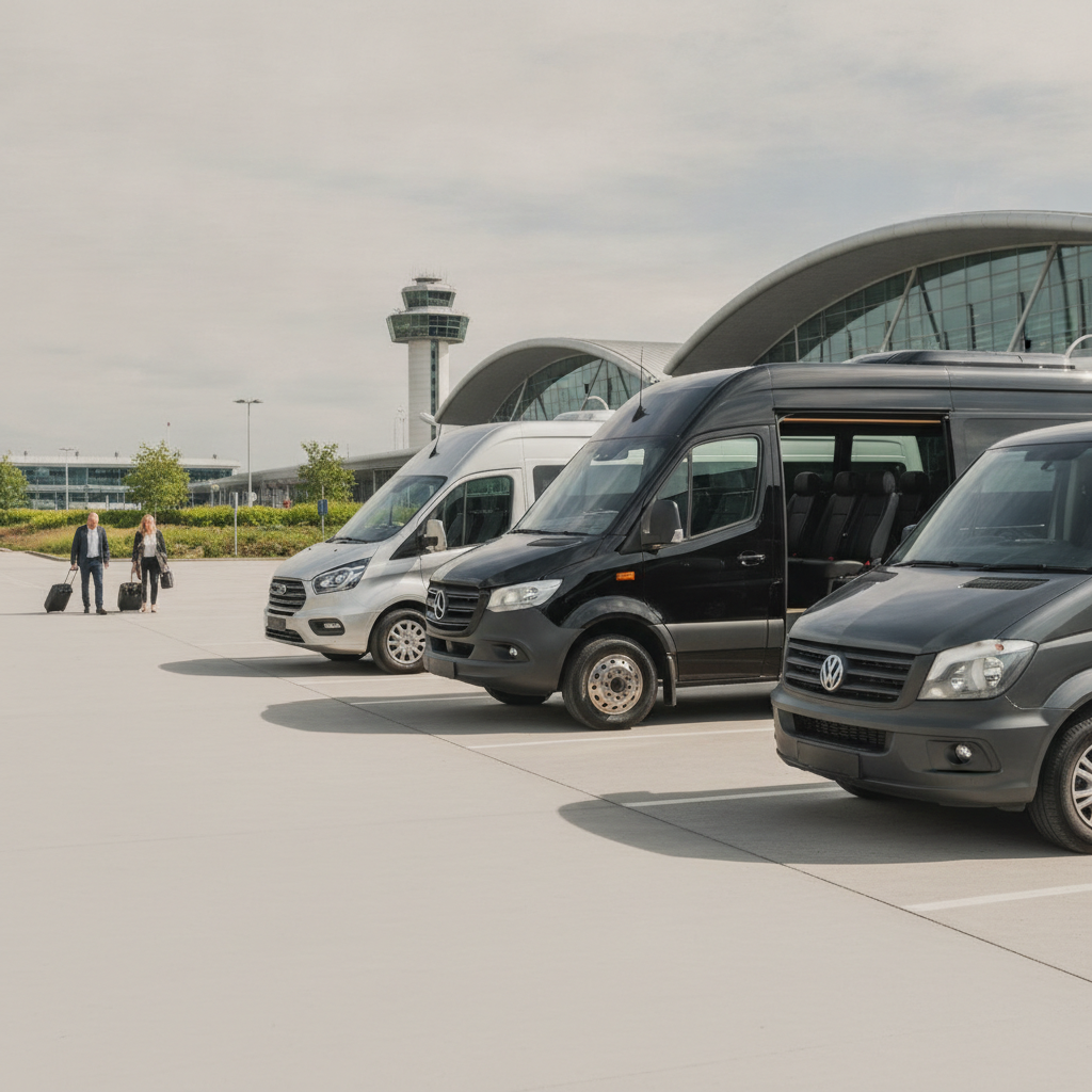 Our minibus Fleet for Birmingham Transfers — executive minibus meeting a group at Birmingham Airport
